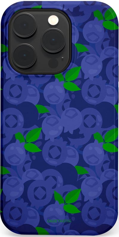 Casetastic hoesje geschikt voor Apple iPhone 14 Pro - MagSafe - Dubbellaagse bescherming - Berrytastic Blauwe Blueberry Bessen - Fashion Case - Donkerblauw Groen