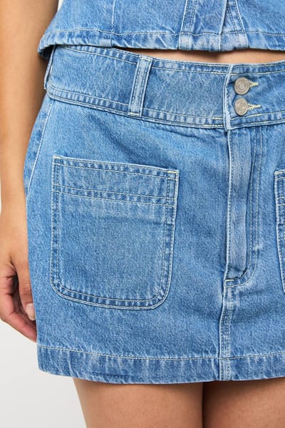 boohoo Dames Denim Pocket Detail Mini Rok | Light Wash | Maat: 6