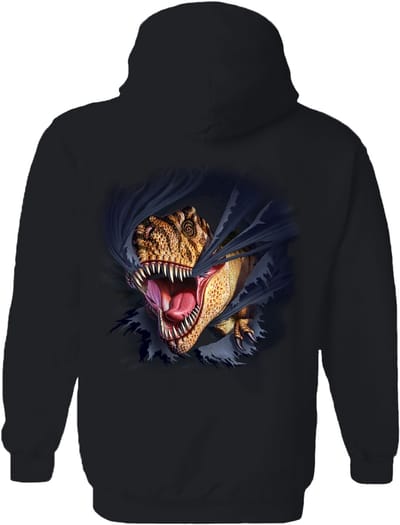 Dino T-Rex Tearing Black The Coloured House Hoodie S