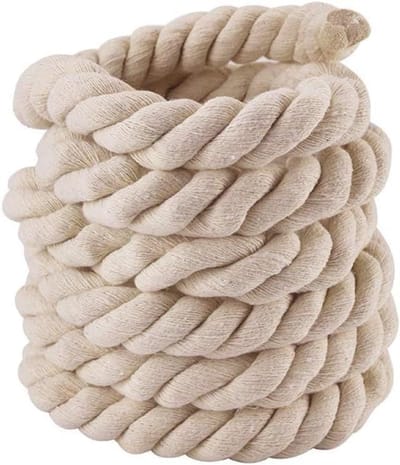 Natuurlijk Katoen Touw - Gedraaid Koord - Handgemaakte Projecten - Sterk Drie-strengs - 3 Meter - Beige