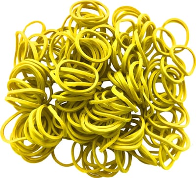 100g - Elastiek - geel - diameter 15mm - breedte 1,5mm - in zak - ca 600 stuks