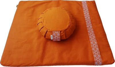 Samarali Meditatieset – Meditatiemat & meditatiekussen – 100% Katoen – Zafu & zabuton – Yoga zitkussen met boekweitkaf vulling – Ergonomisch ontwerp – Duurzaam geproduceerd