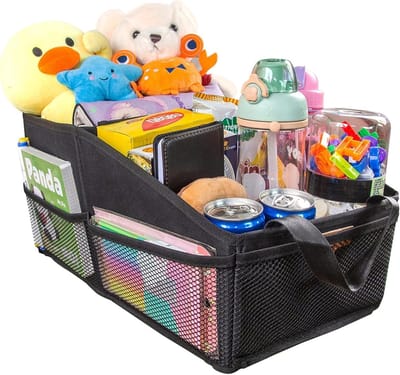 Autostoelorganizer voor reisopbergaccessoires - achterbank organizer met dienblad voor kinderen - speelgoed snacks kopjes boeken tissue netjes en schoon