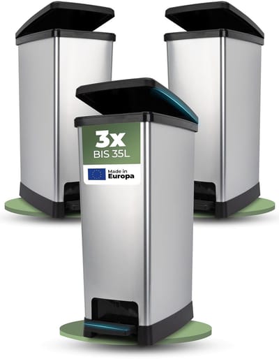 Novaliv 3x Grote Prullenbak met deksel - Pedaalemmer 35L met soft-close systeem - Stevige afvalemmer met deksel & voetpedaal - Geurdichte keukenemmer en nog veel meer - Pedaalemmer afvalcontainer