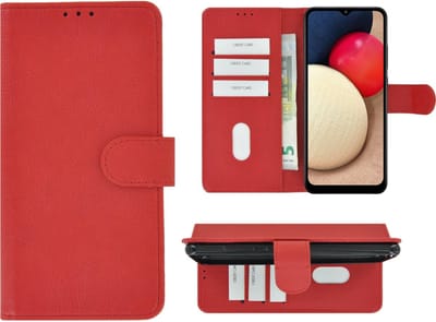 Hoesje Geschikt voor Samsung Galaxy A03s - Bookcase - Pu Leder Wallet Book Case Rood Cover