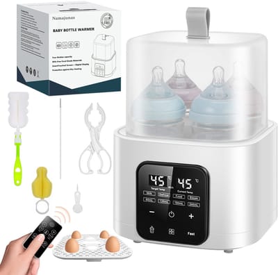 Namajunas - 9-in-1Flessenwarmer - Sterilisator - Babyvoedingswarmer met LCD-digitaalscherm en afstandsbediening - Snel opwarmen - Opwarmen, warmhouden, ontdooien en steriliseren - BPA vrij - Past voor 4 flessen - Stoomsterilisatie bij 100 °C