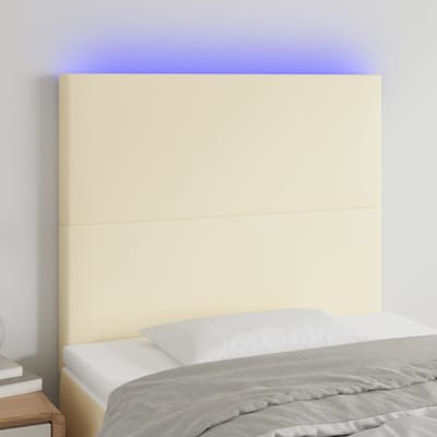 vidaXL - Hoofdbord - LED - 100x5x118/128 - cm - kunstleer - crèmekleurig