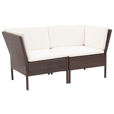 vidaXL - 6-delige - Loungeset - met - kussens - poly - rattan - bruin