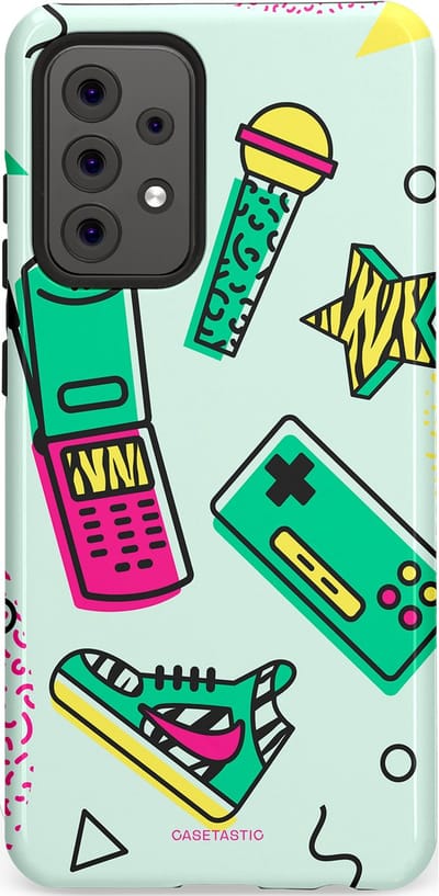 Casetastic Hoesje Geschikt voor Samsung A52 (4G/5G/s) - Stijlvolle Beschermende Duo-layer Case - Retro 80s sneaker