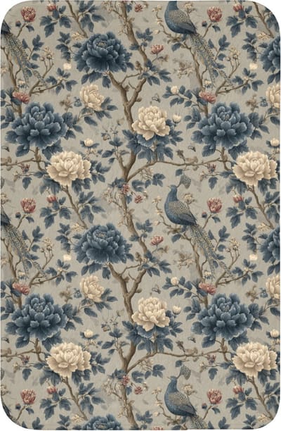 WC mat 40x60 cm - Antislip - Pauw - Bloemen - Blauw - Toiletmat - Vloermat - Douchemat - Toilet tapijt - Toiletmatten