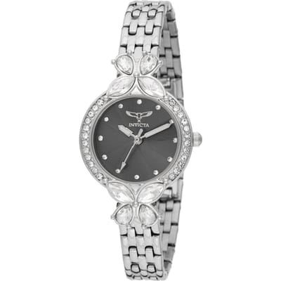 Invicta Wildflower 69102 Dameshorloge - Quartz Uurwerk - Metaal met Zwarte Wijzerplaat - 30 mm