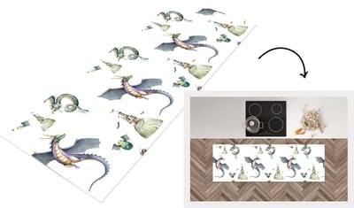Keukenloper - Loper keuken - Jongens - Patronen - Draak - Kasteel - 150x50 cm - Keukenloper vinyl