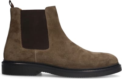 Manfield - Heren - Taupe suède chelsea boots - Maat 40