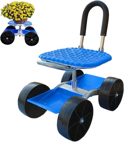 Tuinwagen met Zitting - Werkstoel Tuin - Comfortabel Tuinieren - 360 Graden Draaibaar - 69 x 48 x 30 cm