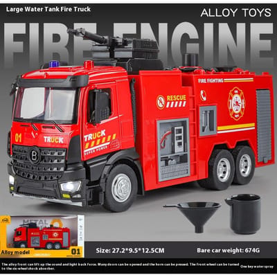 Groot 1:18 Brandweerwagen Legering Watertanker Vrachtwagen Diecast Model Simulatie Geluid En Licht Speelgoed Kinderverjaardagscadeau Kinderspeelgoed red