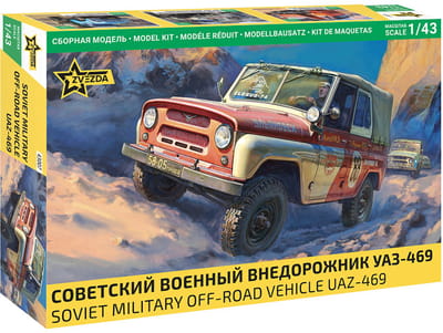 Zvezda Modelbouwpakket Militaire voertuigen - 43007 Sovjet Militair Tereingeschikt Voertuig UAZ-469 Plastic - 1:43 - Modelbouw