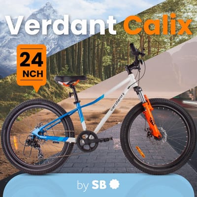 Verdant Kinderfiets voor jongens 24 inch, Fiets voor kinderen van 8 jaar met stalen frame, schijfremmen, 7 versnellingen, schokdemper vooraan (Blauw)
