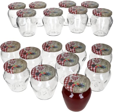 MamboCat 20-delige set jam potjes Vaso Orcio 212ml To63 deksel hout hart rood bessen