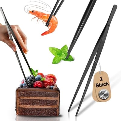 Kookpincet Roestvrij Staal 30 cm – Puntige Keukenpincet voor Serveren en Decoreren van Gerechten, Grillpincet voor Keuken, Camping en Barbecue