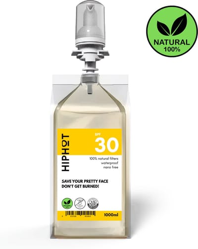 Zonnebrandcrème 1 liter Minerale filter - Factor 30 waterbestendig - Voor HIPHOT dispenser - navulling - 1000ML - 2500 doses - 850 x insmeren