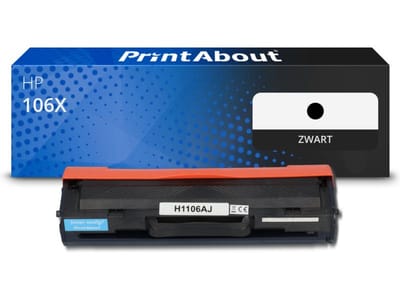 PrintAbout huismerk Toner 106X (W1106X) Zwart Hoge capaciteit Geschikt voor HP