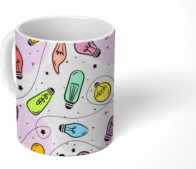 Mok - Koffiemok - Pastel - Regenboog - Lamp - Patronen - Mokken - 350 ML - Beker - Koffiemokken - Theemok