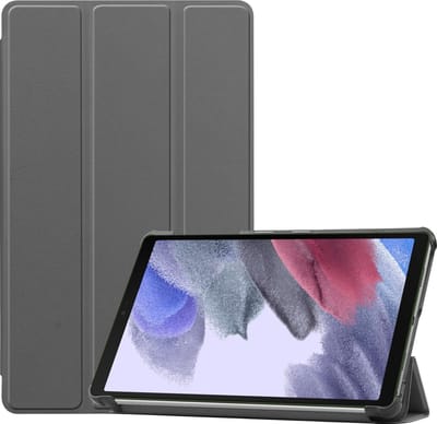 Hoesje - Geschikt voor Samsung Galaxy Tab A7 Lite - Dun & Stevig - Hardcover Book Case - Trifold Bookcase Hoes - Hard Cover - Tablethoes - Grijs