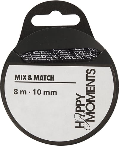 Satijnlint, B: 10 mm, zwart, 8 m/ 1 rol