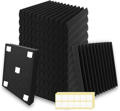 12x Akoestisch Schuim Panelen Zwart - Geluidsisolatie Tegels 30x30x5cm voor Studio & Kantoor