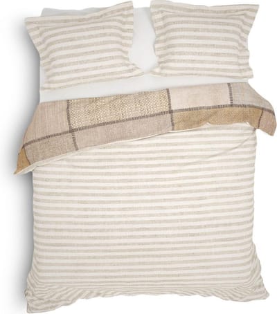 Heckett & Lane Rida - Dekbedovertrek - Eenpersoons - 140x200/220 cm + 1 kussensloop 60x70 cm - Woven Beige