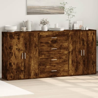 vidaXL - Dressoirs - 3 - st - 60x31x84 - cm - bewerkt - hout - gerookt - eikenkleurig
