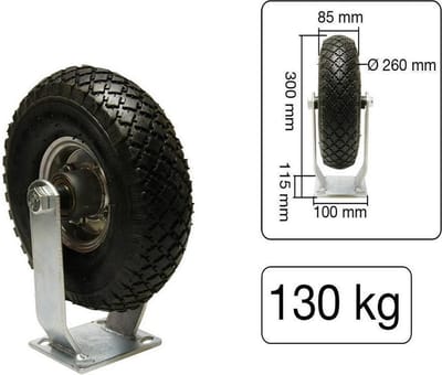 Bokwiel 260 mm + Luchtband Maximale Belasting 130 kilo