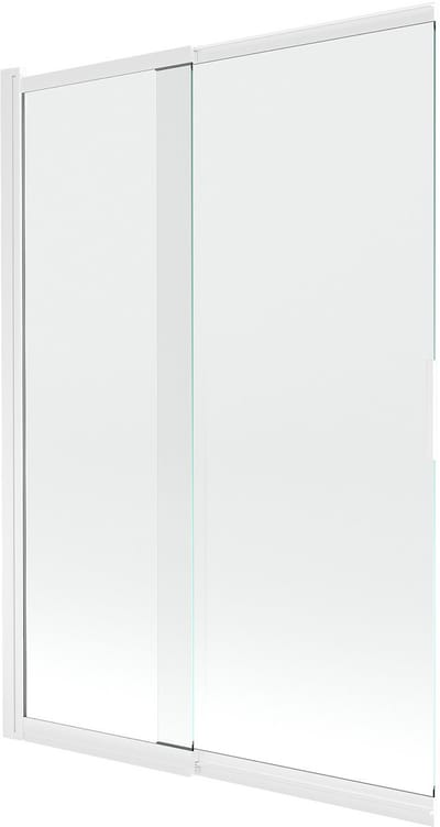 Mexen Fox badscherm, 2-delig schuifbaar, 120 x 150 , transparant, wit - 891-120-002-20-00