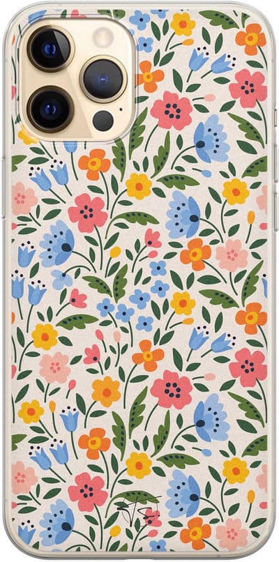 Hoesje geschikt voor iPhone 12 Pro - Romantische bloemen - Soft Case - TPU - Bloemen - Multi - Mooie Telefoonhoesjes