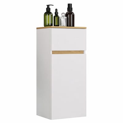 VCM Badhängeschrank, Badschrank mit Tür und Schublade – Badezimmerschrank hängend – H. 90 x B. 40 x T. 35 cm, Cosila