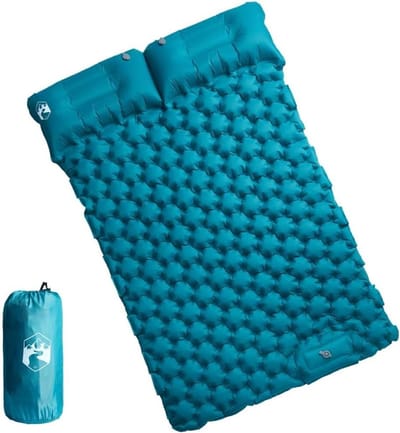 Zelfopblazende Matras - Kampeermat - Comfortabel Kamperen - Ingebouwde Kussens - 2-persoons 195cm - Blauw