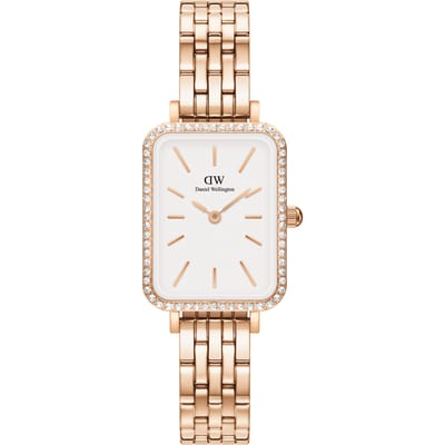 Daniel Wellington DW Watch Quadro Lumine Bezel 5-Link Melrose 20x26mm Rose Gold