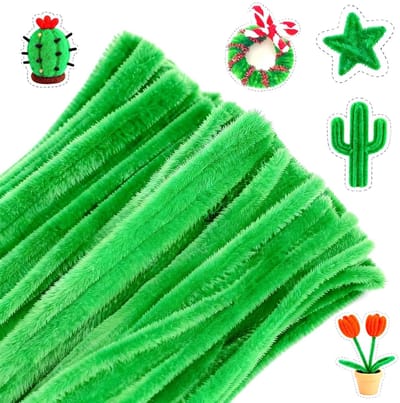 Groene Pijpenragers 6 mm - 100 Stuks Chenille Draad voor Creatief Knutselen, Bloemstukken en Decoratie, 30 cm Lang
