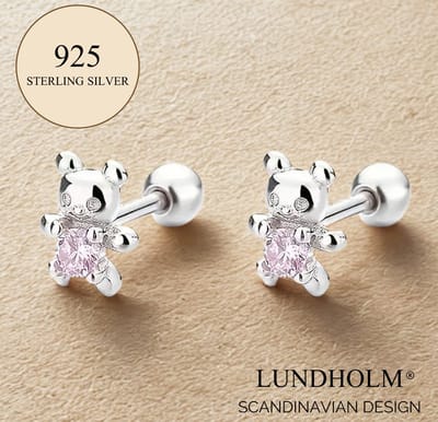 Luxe 925 Sterling Zilver Luxe Kleine Oorbellen Meisjes Beertje Zirkonia Steentjes Oorknopjes Meisje - Scandinavisch Design - meisjes cadeautje cadeau voor meisje - luxe verpakking