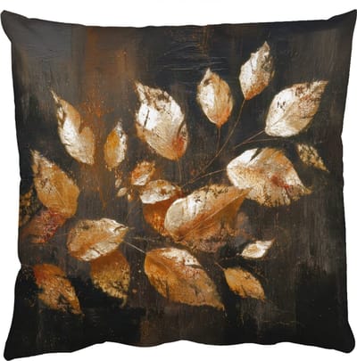 Sierkussens - Kussentjes Woonkamer - 50x50 cm - Gouden Bladeren op Donkere Achtergrond