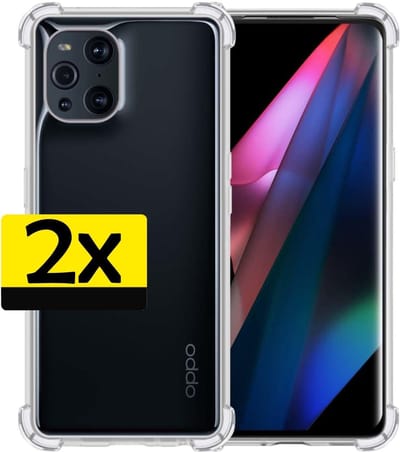 Hoesje - 2 Stuks - Geschikt voor OPPO Find X3 Pro - Sterk & Shockproof - Siliconen Case - Back Cover - Telefoon Hoes Shock Proof - Telefoonhoesjes - Transparant