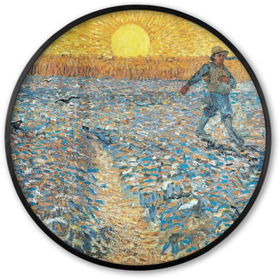 Poster in lijst Rond - Fotolijst 60x60 cm - Posters - De zaaier - Vincent van Gogh - Ronde posterlijst zwart - Decoratie - Wanddecoratie woonkamer - Muurdecoratie slaapkamer