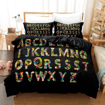 Ensemble de Literie Alphabet Lore Simple Twin Full Queen King Size Ensemble de Lit Chambre Filles Garçons Housse de Couette Ensembles Housse de Couette Anime EU single(135x200cm)