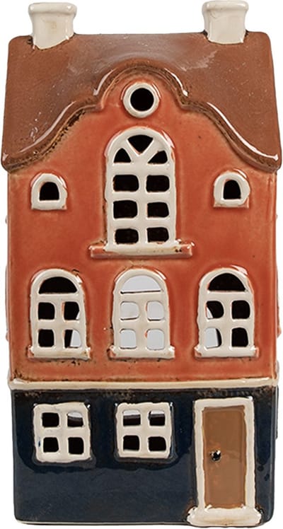 Clayre & Eef Waxinelichthouder Huis 12x9x22 cm Oranje Keramiek