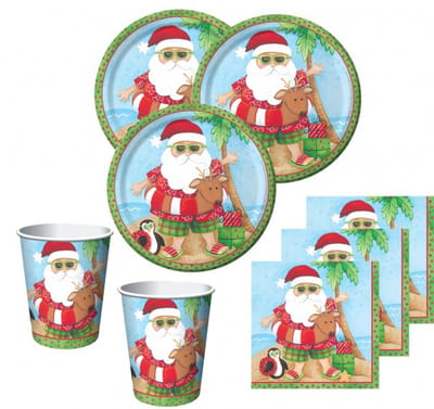8 papieren bekers met kerstthema, met een afbeelding van een ontspannende kerstman, 250 ml