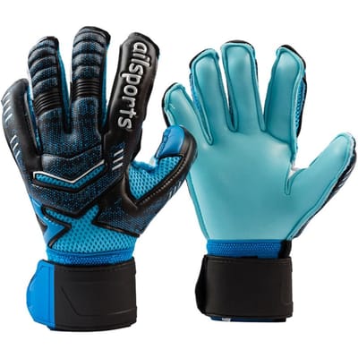 Kinderen Unisex Professionele Voetbal Keeper Handschoenen 4mm Latex met Vingerbescherming Volwassenen Voetbal Keeper Handschoenen Beschermer Palm length 15-16cm blauw