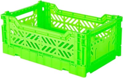 Klapbox Opbergdoos - Vouwkrat Stapelbox - Huis Ordenen - Recyclebaar Materiaal - 27x17x11 cm - Neongroen