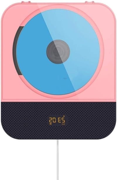Draagbare CD Speler - Boombox Home Audio - Muziek Luisteren Thuis - Wandmontage Ontwerp - 165x190x38mm - Roze