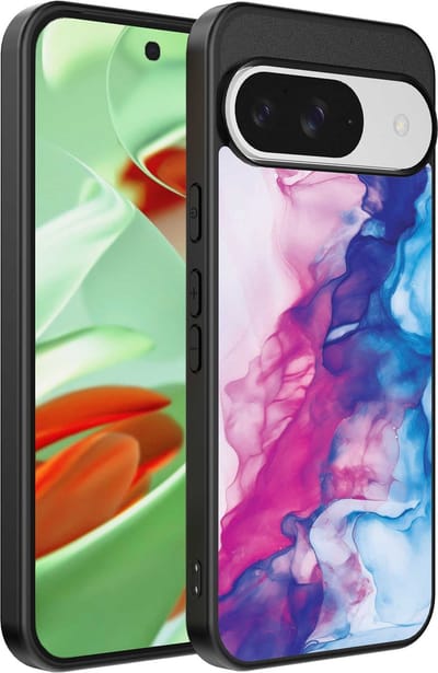 Geschikt voor Google Pixel 9 Pro Telefoonhoesje met Roze Blauw Marmer Opdruk - TPU Backcover Case Rose Blue Marble Design - Smartphonica geschikt voor Google Pixel 9 Pro