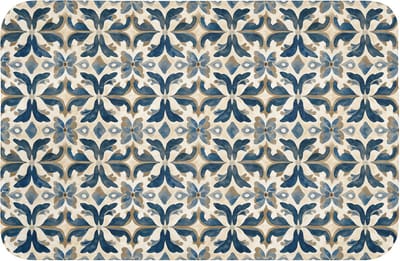 Badmat 60x40 cm - Antislip - Tegel - Patroon - Blauw - Beige - Badmatten voor badkamer - Badkamermat - Douchemat - Badkamer mat